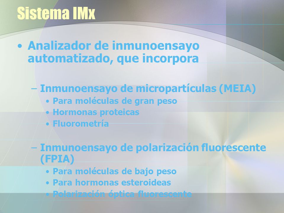 Sistema IMx Analizador de inmunoensayo automatizado, que incorpora