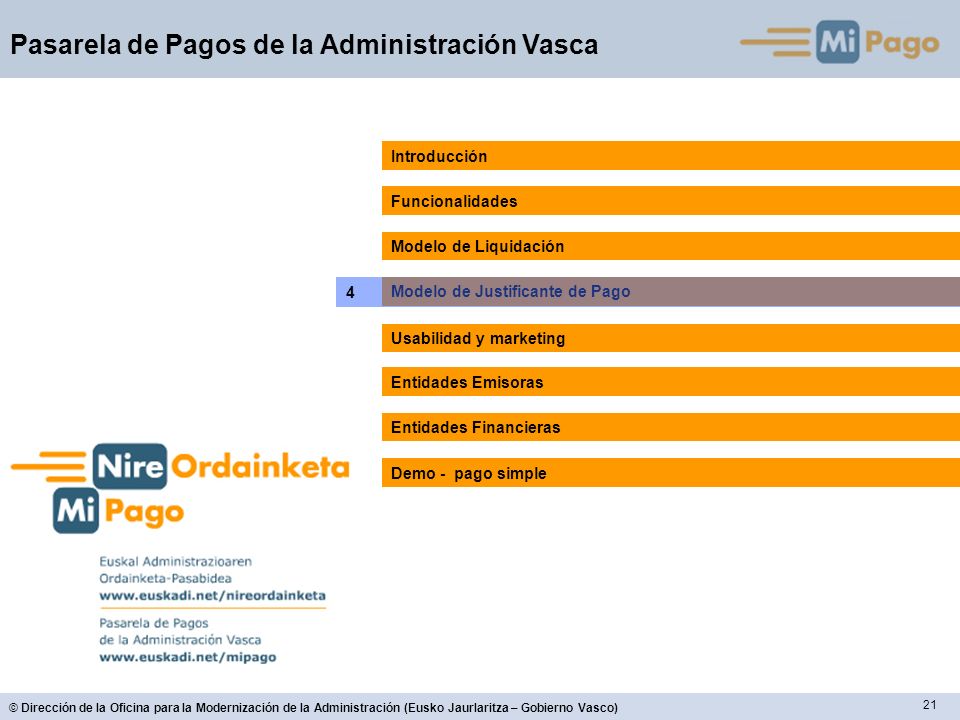 Introducción Funcionalidades. Modelo de Liquidación. 4. Modelo de Justificante de Pago. Usabilidad y marketing.