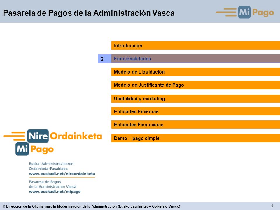 Introducción 2. Funcionalidades. Modelo de Liquidación. Modelo de Justificante de Pago. Usabilidad y marketing.