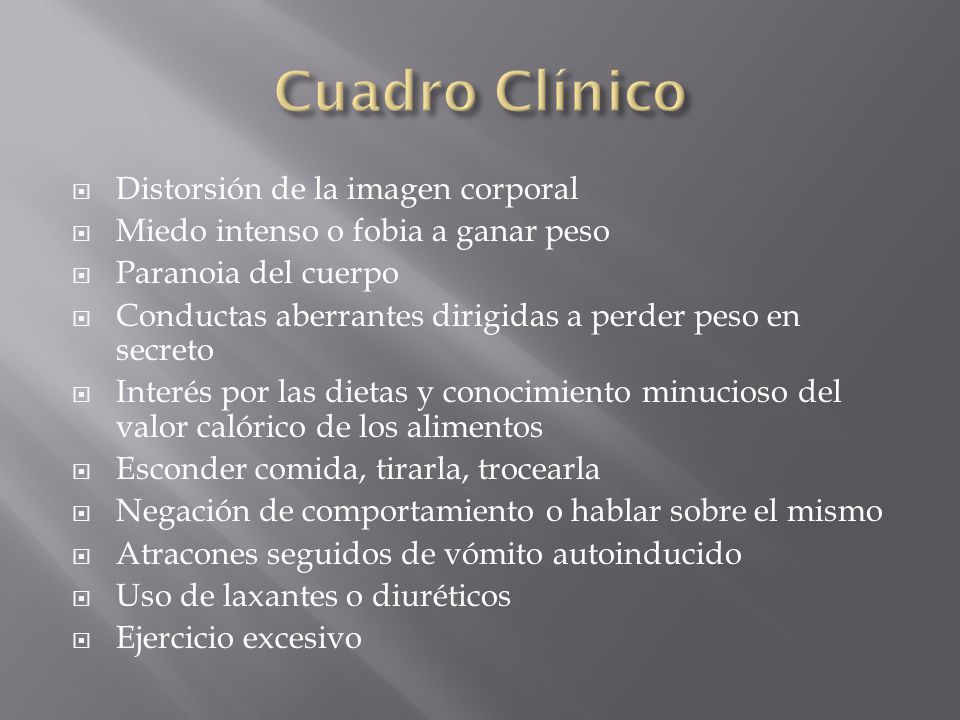 Cuadro Clínico Distorsión de la imagen corporal