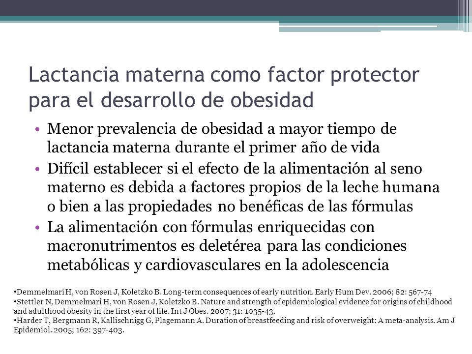 Lactancia materna como factor protector para el desarrollo de obesidad