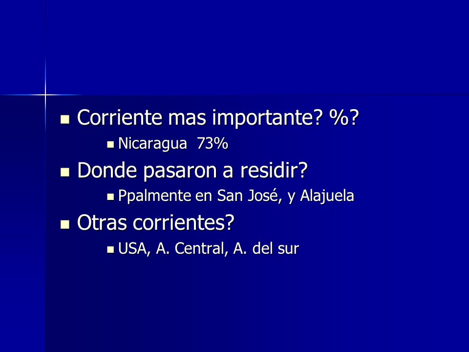 Corriente mas importante % Donde pasaron a residir