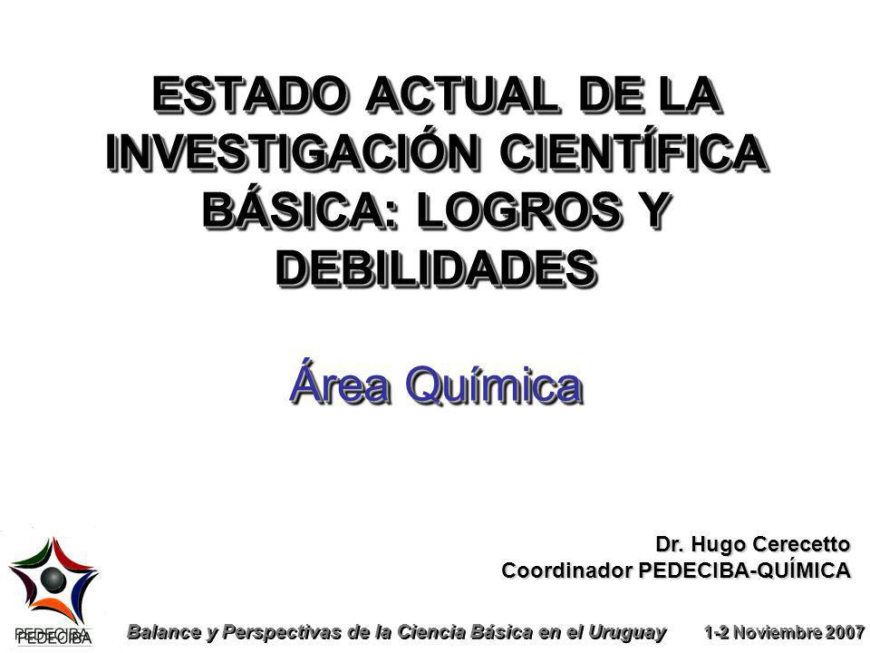 ESTADO ACTUAL DE LA INVESTIGACIÓN CIENTÍFICA BÁSICA: LOGROS Y DEBILIDADES Área Química