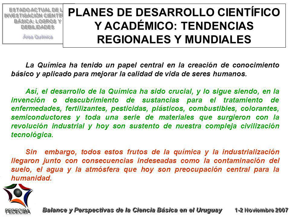 ESTADO ACTUAL DE LA INVESTIGACIÓN CIENTÍFICA BÁSICA: LOGROS Y DEBILIDADES Área Química