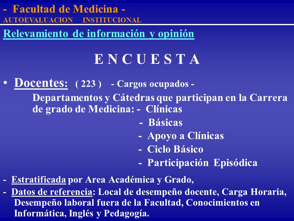 E N C U E S T A Docentes: ( 223 ) - Cargos ocupados -