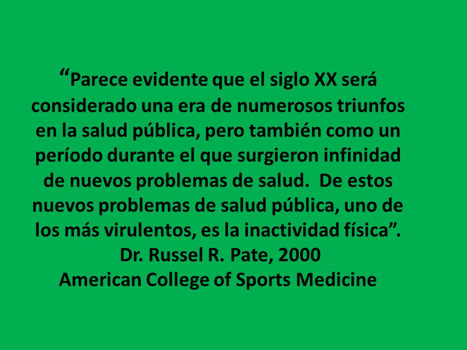 Parece evidente que el siglo XX será considerado una era de numerosos triunfos en la salud pública, pero también como un período durante el que surgieron infinidad de nuevos problemas de salud.