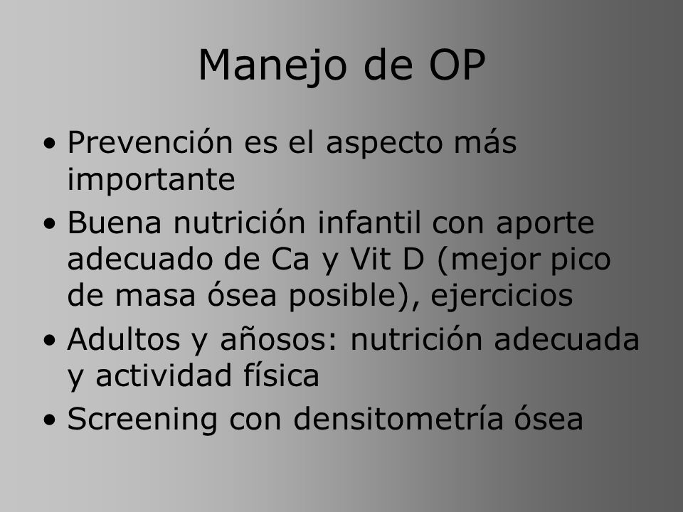 Manejo de OP Prevención es el aspecto más importante