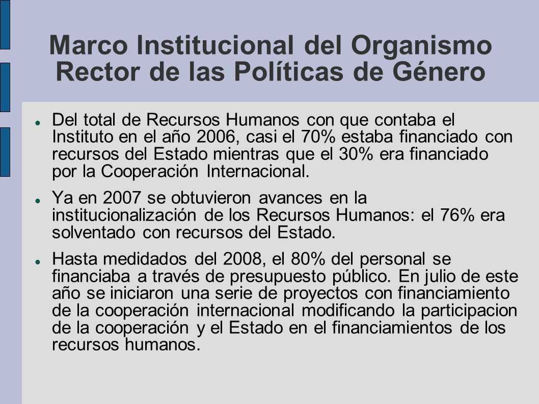 Marco lnstitucional del Organismo Rector de las Políticas de Género