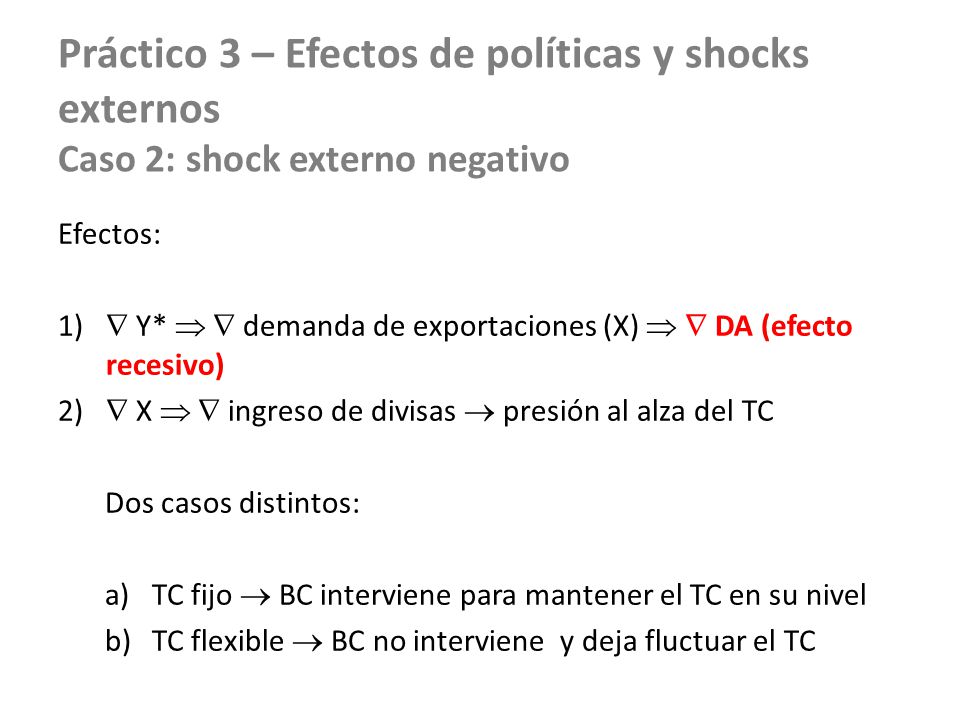 Práctico 3 – Efectos de políticas y shocks externos Caso 2: shock externo negativo