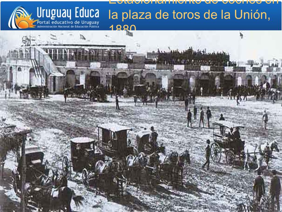 Estacionamiento de coches en la plaza de toros de la Unión, 1880.