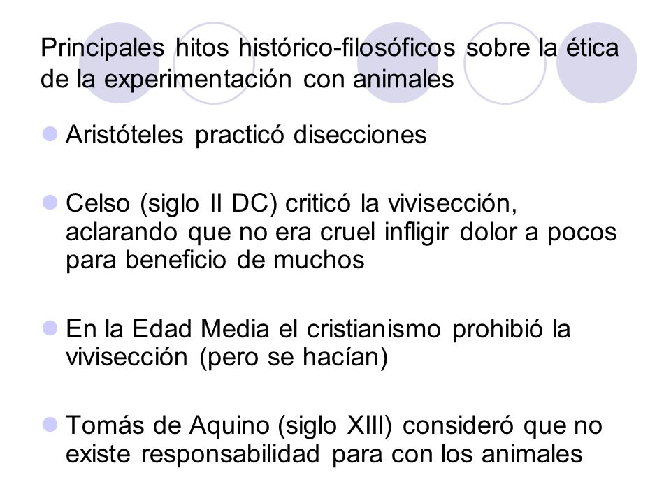 Principales hitos histórico-filosóficos sobre la ética de la experimentación con animales