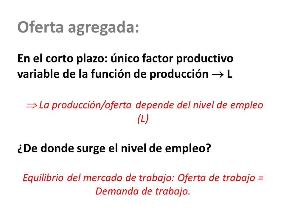  La producción/oferta depende del nivel de empleo (L)