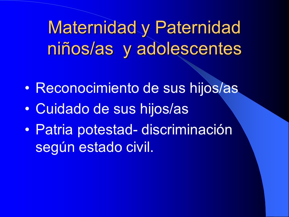 Maternidad y Paternidad niños/as y adolescentes