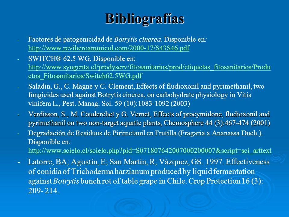 Bibliografías Factores de patogenicidad de Botrytis cinerea. Disponible en: