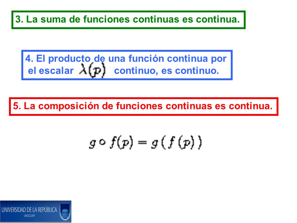 3. La suma de funciones continuas es continua.