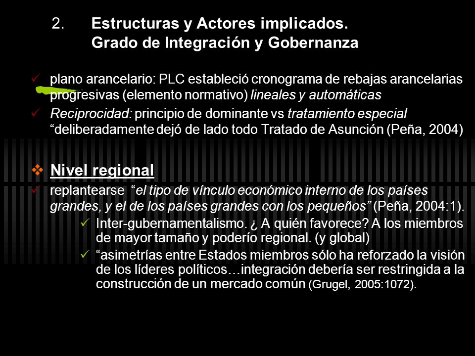 2. Estructuras y Actores implicados. Grado de Integración y Gobernanza