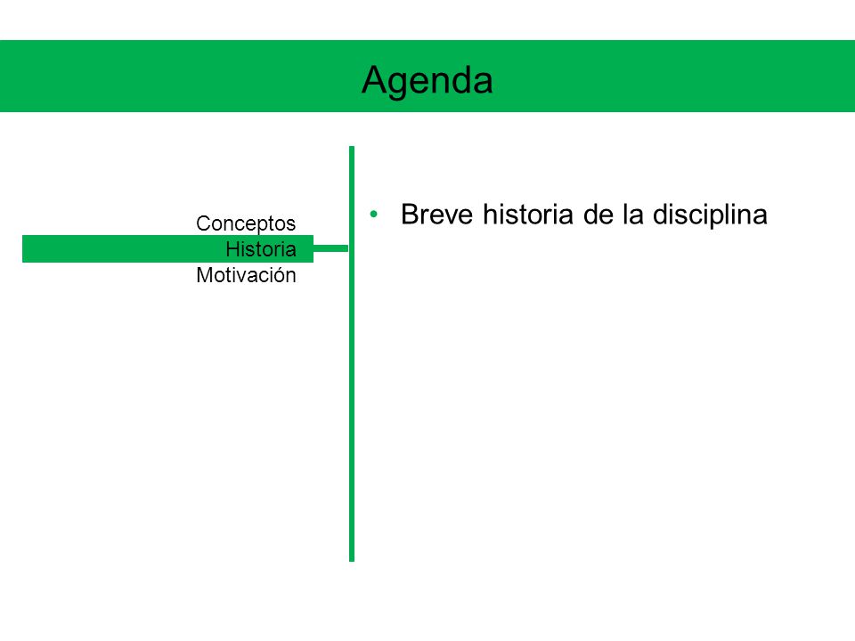 Agenda Breve historia de la disciplina Conceptos Historia Motivación