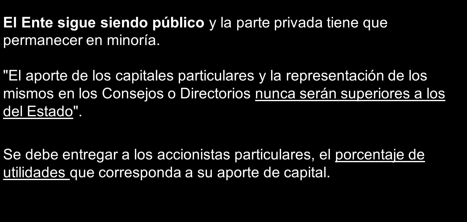 El Ente sigue siendo público y la parte privada tiene que permanecer en minoría.