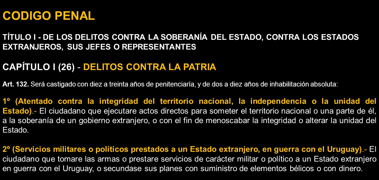 CODIGO PENAL CAPÍTULO I (26) - DELITOS CONTRA LA PATRIA