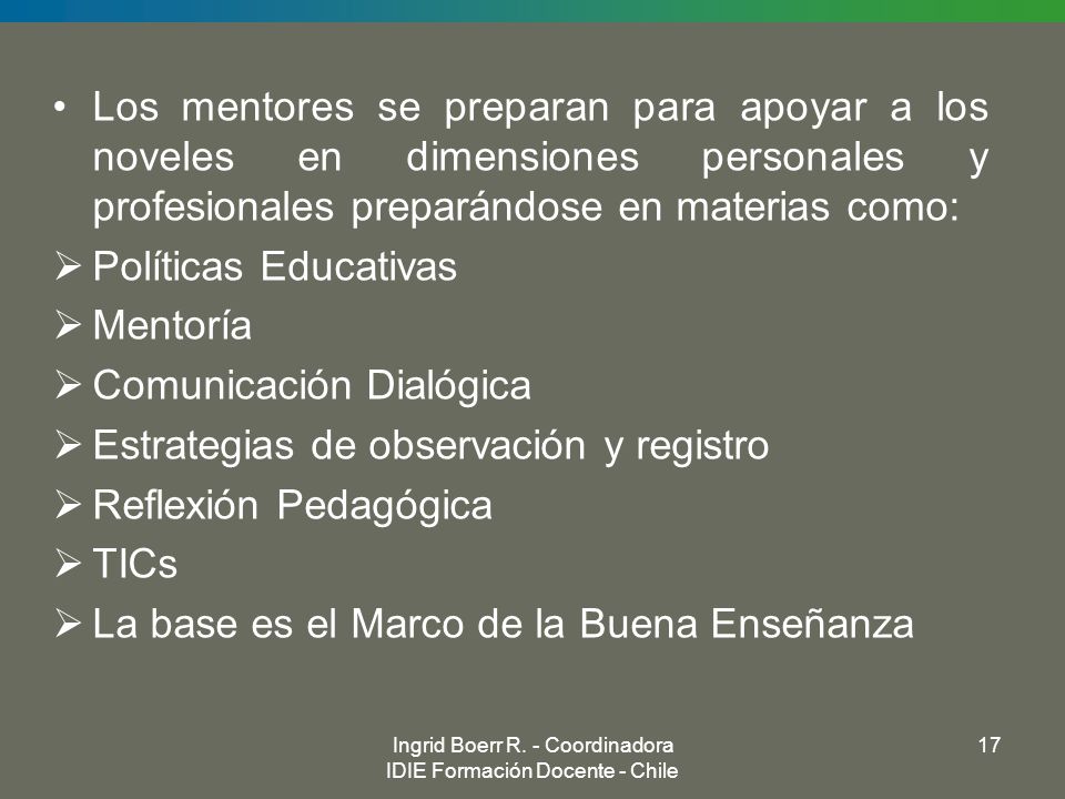 Ingrid Boerr R. - Coordinadora IDIE Formación Docente - Chile
