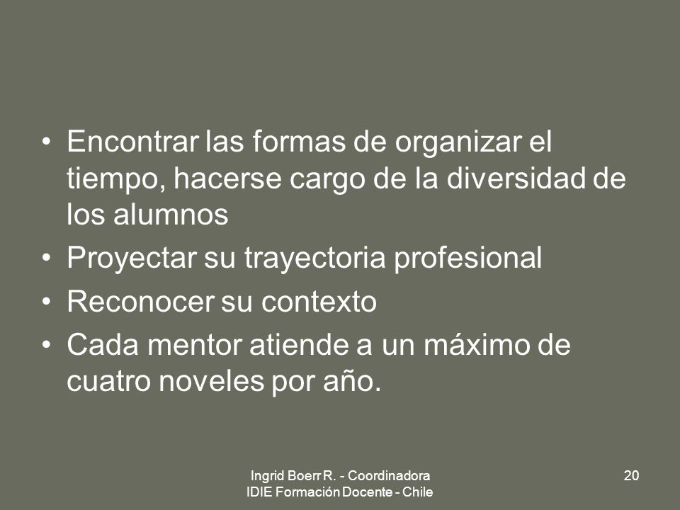 Ingrid Boerr R. - Coordinadora IDIE Formación Docente - Chile
