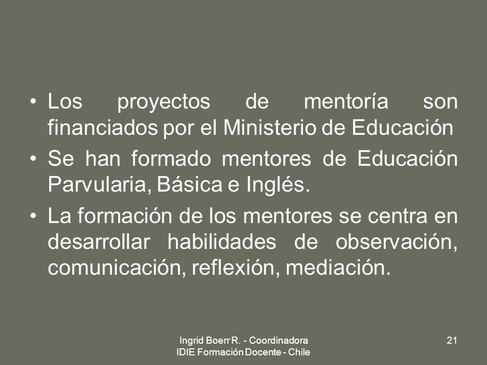 Ingrid Boerr R. - Coordinadora IDIE Formación Docente - Chile