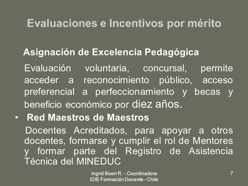 Evaluaciones e Incentivos por mérito