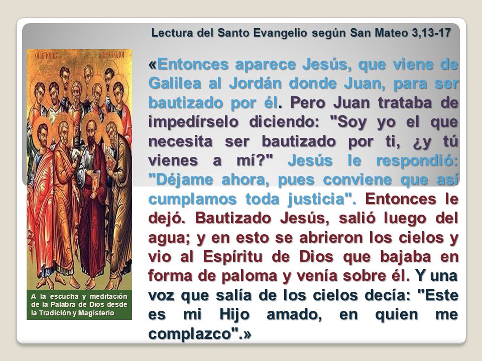 Lectura del Santo Evangelio según San Mateo 3,13-17