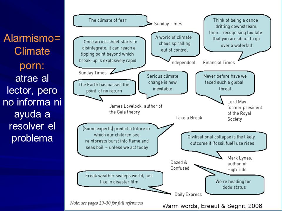 Alarmismo=Climate porn: atrae al lector, pero no informa ni ayuda a resolver el problema