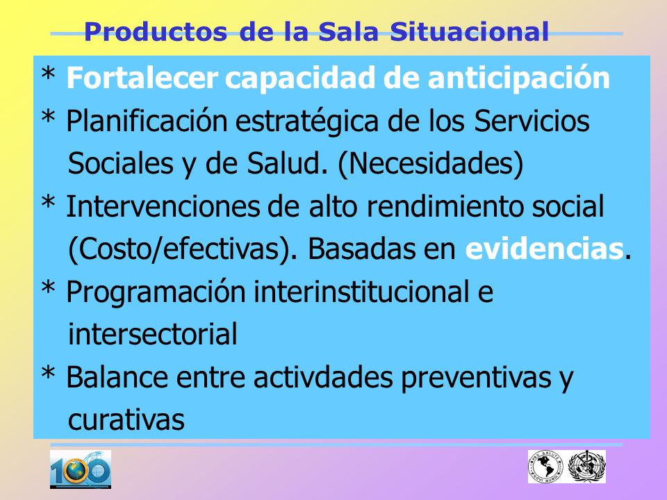 Productos de la Sala Situacional