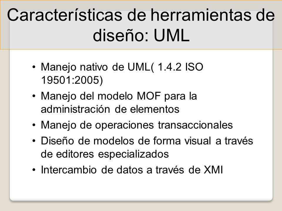 Características de herramientas de diseño: UML