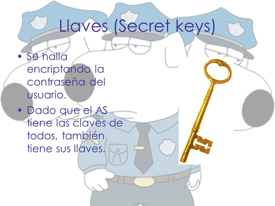 Llaves (Secret keys) Se halla encriptando la contraseña del usuario.