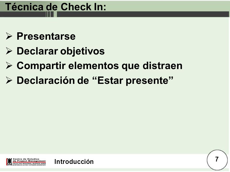 Compartir elementos que distraen Declaración de Estar presente