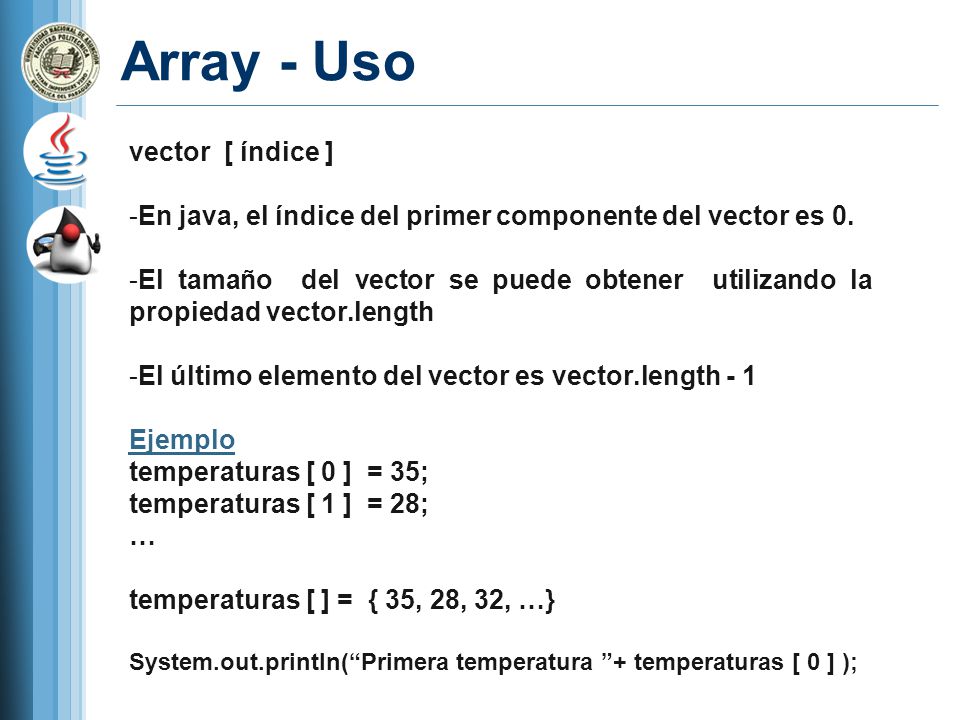 Array - Uso vector [ índice ]