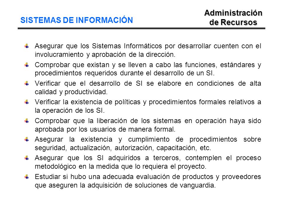 SISTEMAS DE INFORMACIÓN Administración de Recursos