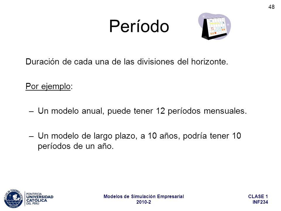 Período Duración de cada una de las divisiones del horizonte.