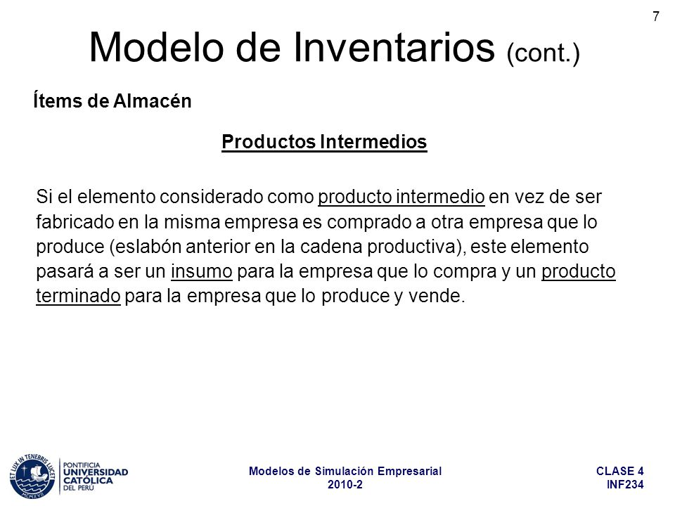 Modelo de Inventarios (cont.)