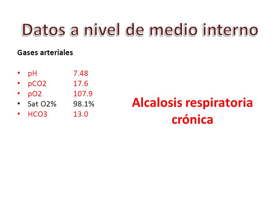 Datos a nivel de medio interno Alcalosis respiratoria crónica