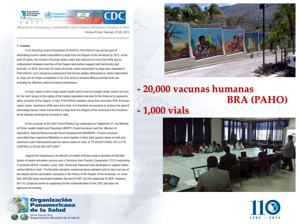 - 20,000 vacunas humanas BRA (PAHO) - 1,000 vials