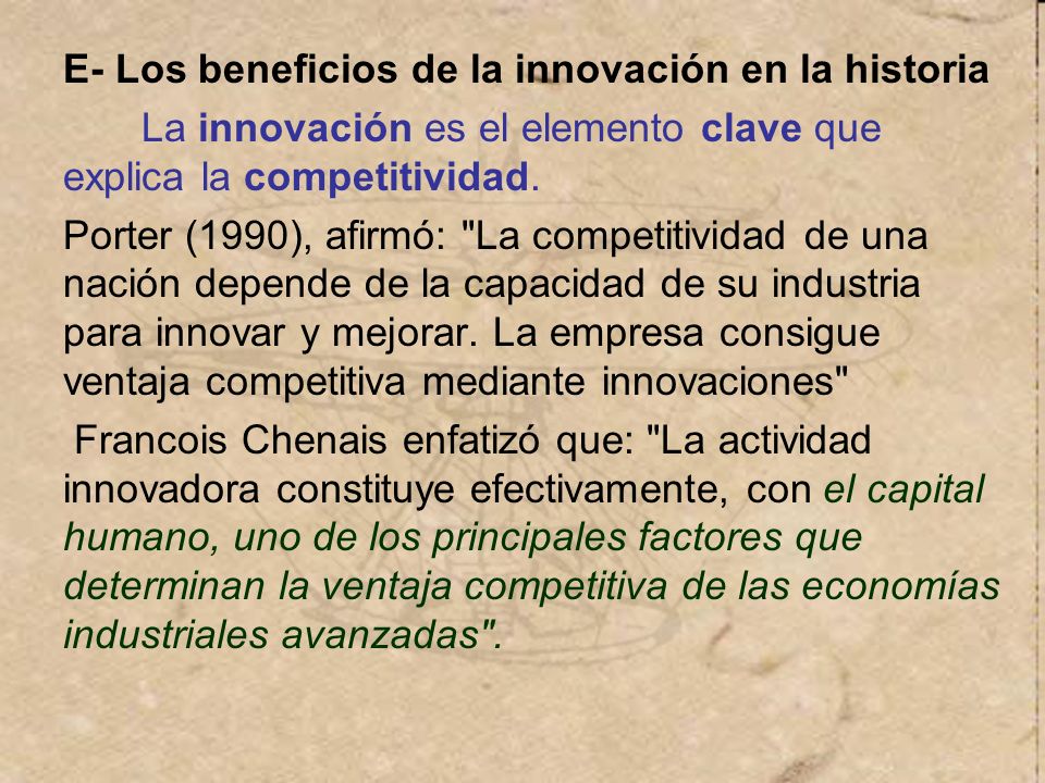 E- Los beneficios de la innovación en la historia