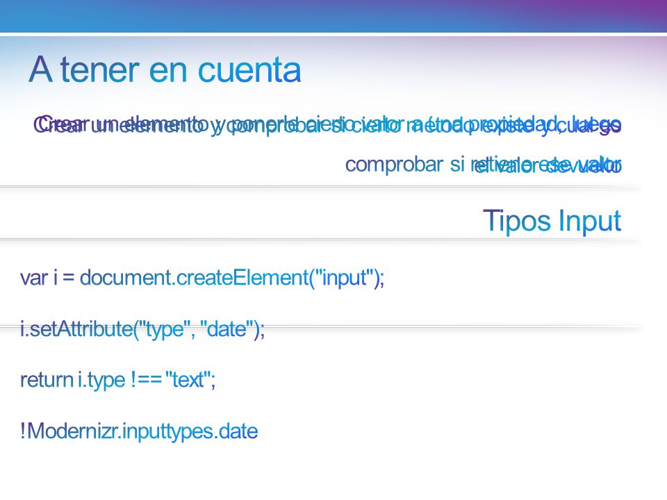 A tener en cuenta Tipos Input