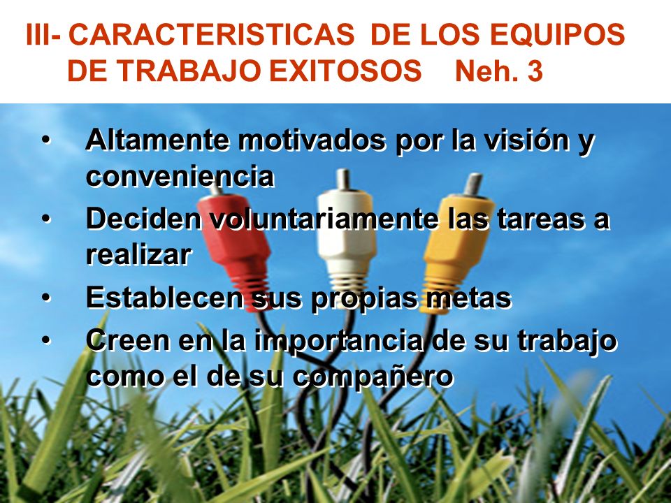 III- CARACTERISTICAS DE LOS EQUIPOS DE TRABAJO EXITOSOS Neh. 3