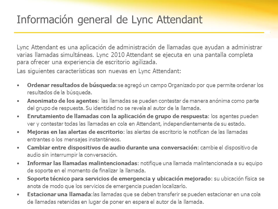 Información general de Lync Attendant