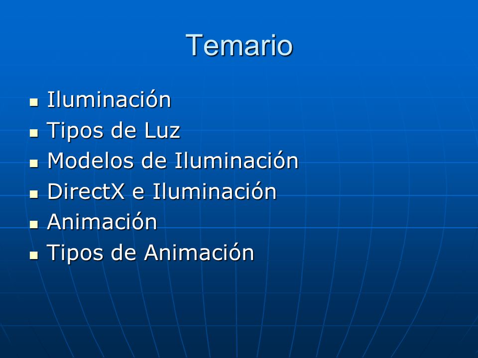 Temario Iluminación Tipos de Luz Modelos de Iluminación