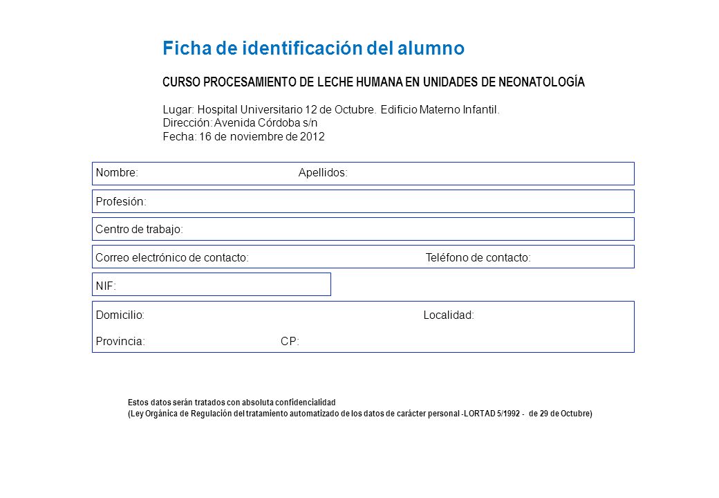 Ficha de identificación del alumno