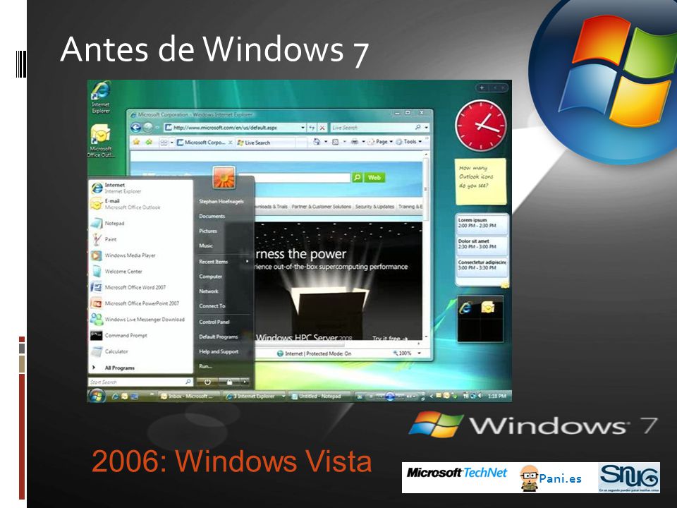 Antes de Windows : Windows Vista Pani.es