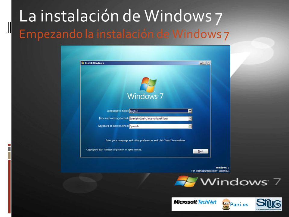La instalación de Windows 7