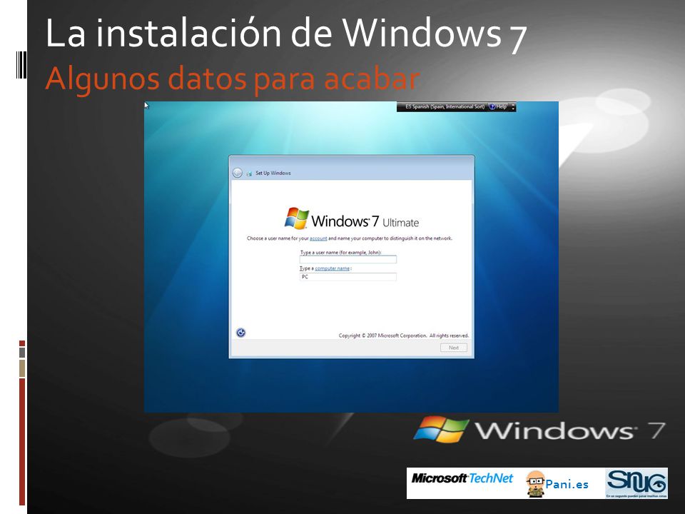 La instalación de Windows 7