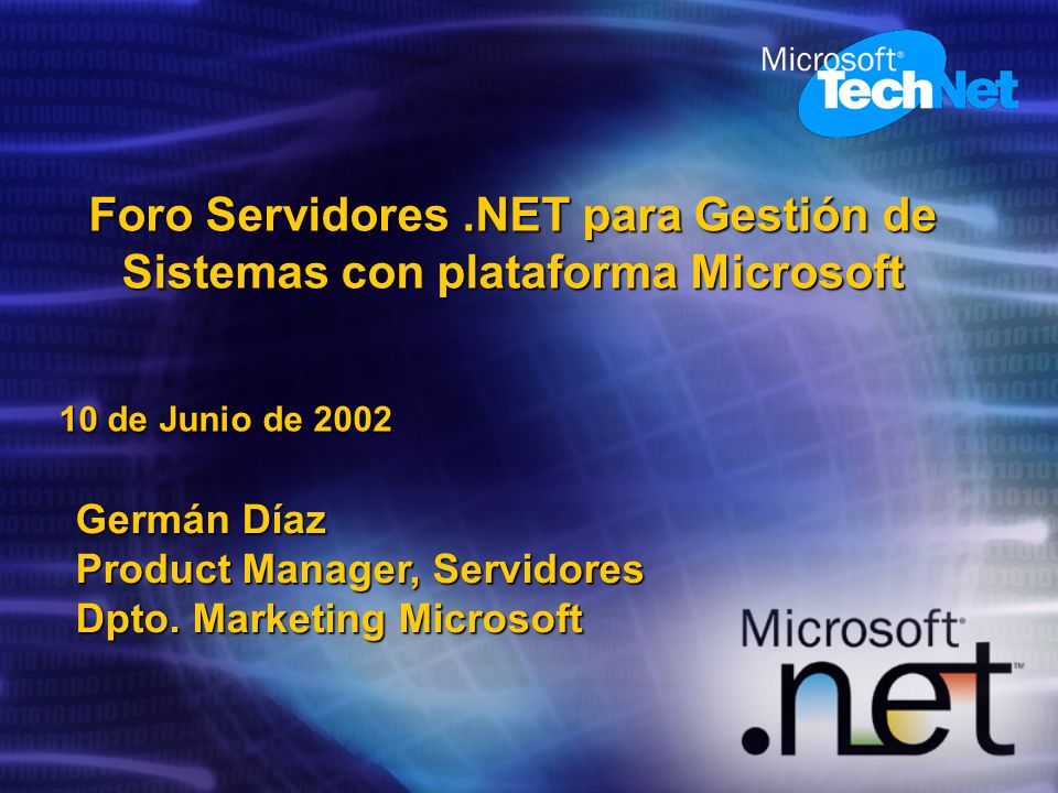 Foro Servidores .NET para Gestión de Sistemas con plataforma Microsoft