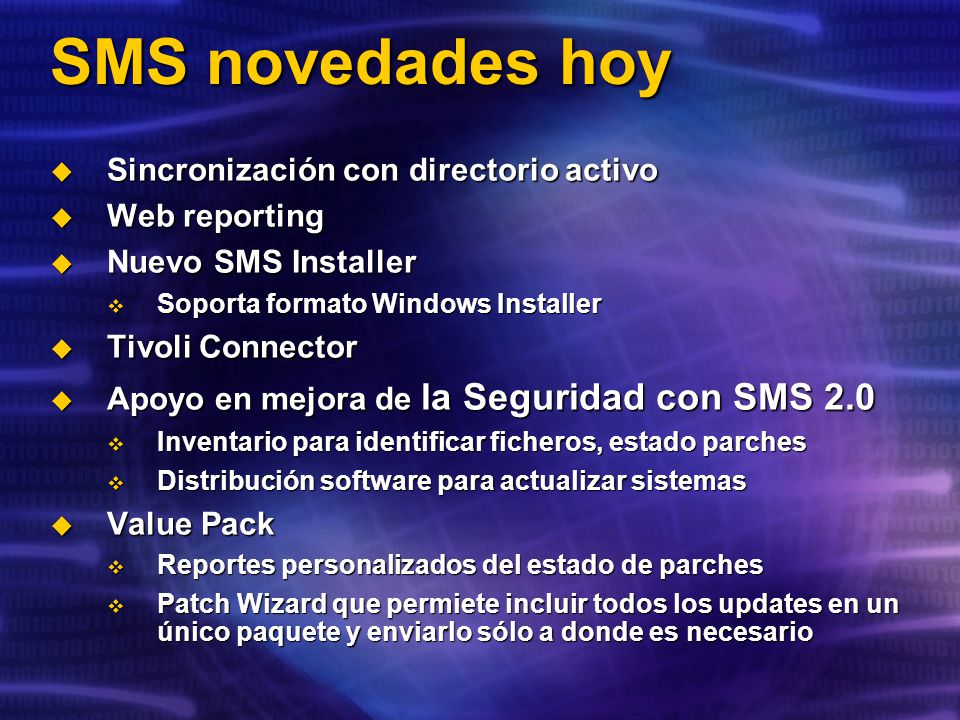SMS novedades hoy Sincronización con directorio activo Web reporting